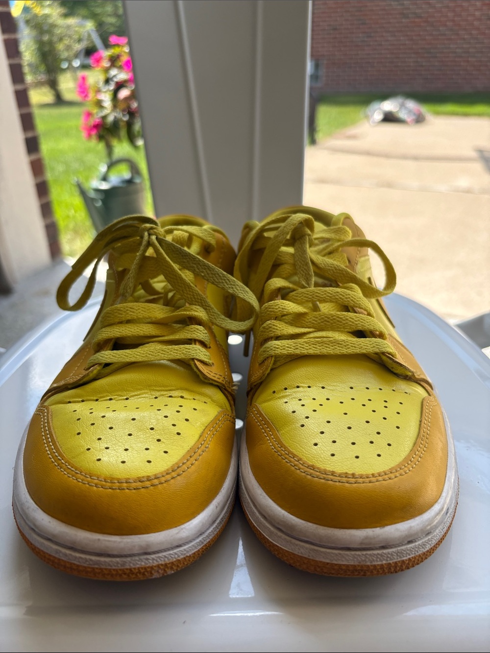 Nike Women Yellow Low-Top Sneakers with Lace-Up Closure Air Jordans